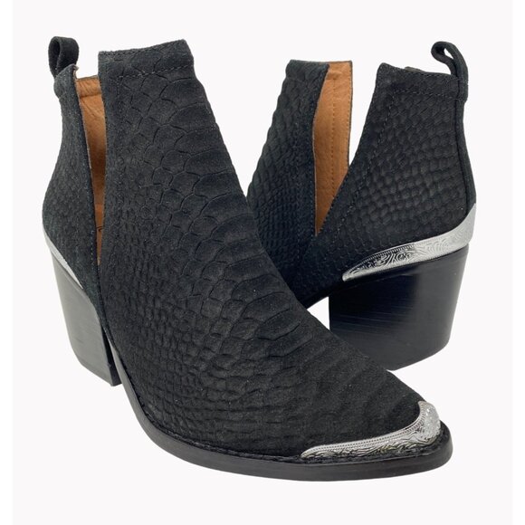 Jeffrey Campbell Womens Sz 5 Cromwell Snake Print Suede Western Booties Boots - Picture 1 of 10